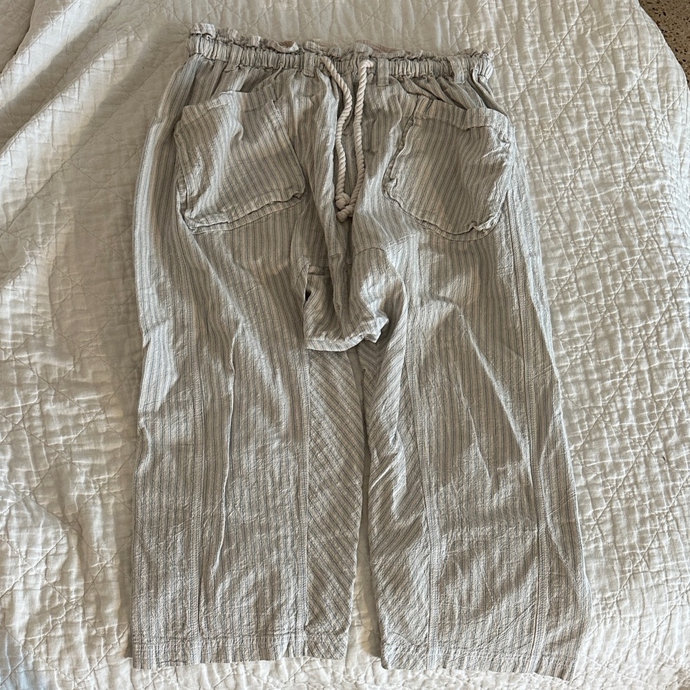 Free People Light Gray Striped Pants